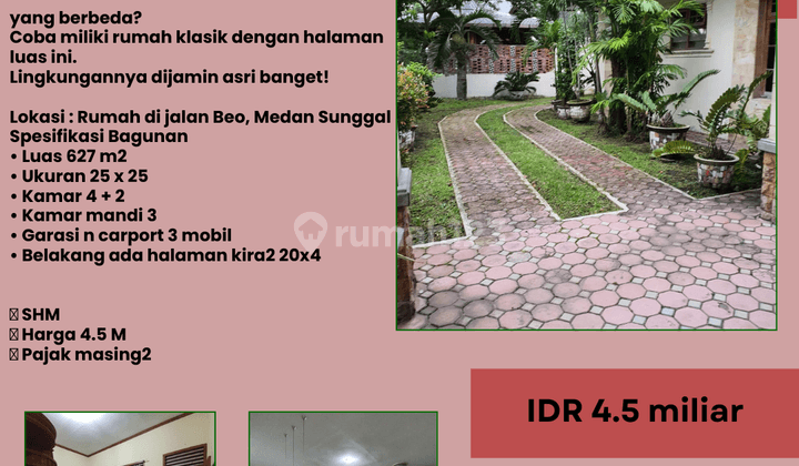 Di jual Rumah Mewah Dan Klasik ,SHM , Lokasi Jl Beo Medan Sunggal 1