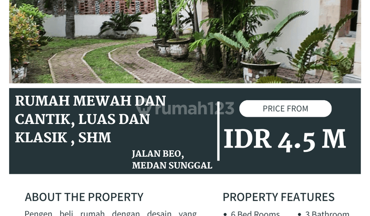 Di jual Rumah Mewah Dan Klasik ,SHM , Lokasi Jl Beo Medan Sunggal 2