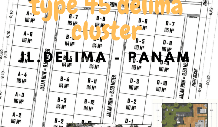 Rumah Premium Mulai Type 45 di Jl Delima Panam 1