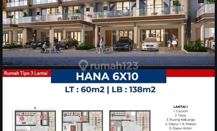 Dijual cepat rumah Osaka residence 6x10 3 lantai tipe Hana 2