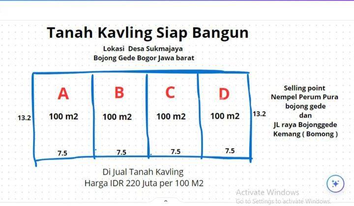 Di Jual Murah Tanah Kavling 100 M2 Akses Jalan Dua Mobil Desa Sukmajaya Bojong Gede Bogor 1