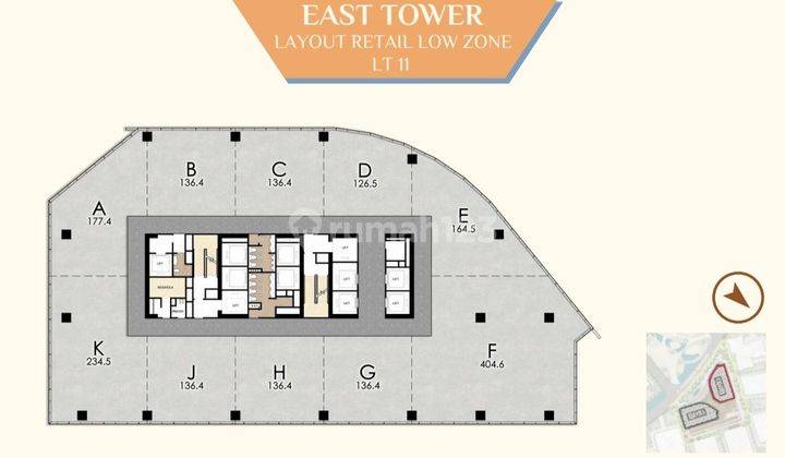 Dijual kantor menara syariah tower east pik2 1