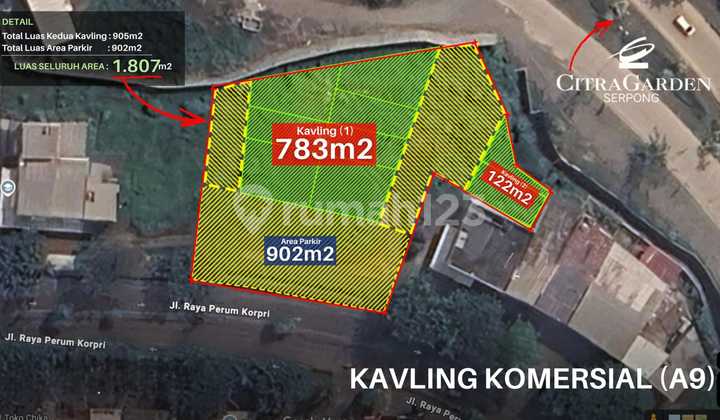 Kavling Komersial di Serpong Harga Cuma 4,9Jt/Mtr