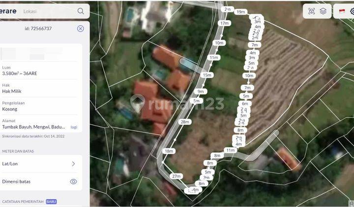 Land: 3580 M2 (35.8 are) super rare ready to be built in Tumbak Bayuh Pererenan Bali  2