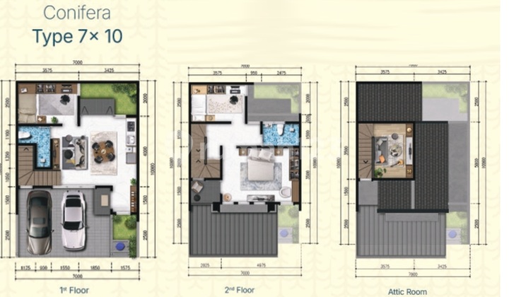 Rumah lebar 7 3lt opsi attic 3KT Conifera di Lokasi terdepan Metland JGC Jakarta Garden City 2