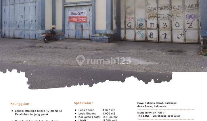 Jual Gudang Hitung Tanah di Kalimas Barat Surabaya Pusat  1