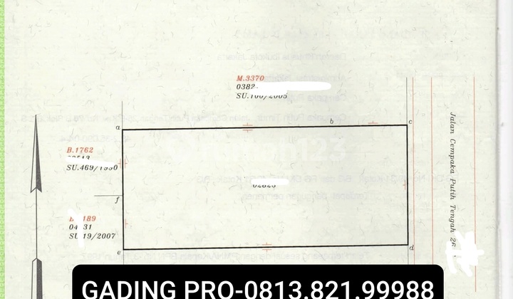 For Sale Land in Cempaka Putih Tengah, Central Jakarta, Land Calculation, Cempaka Putih Land