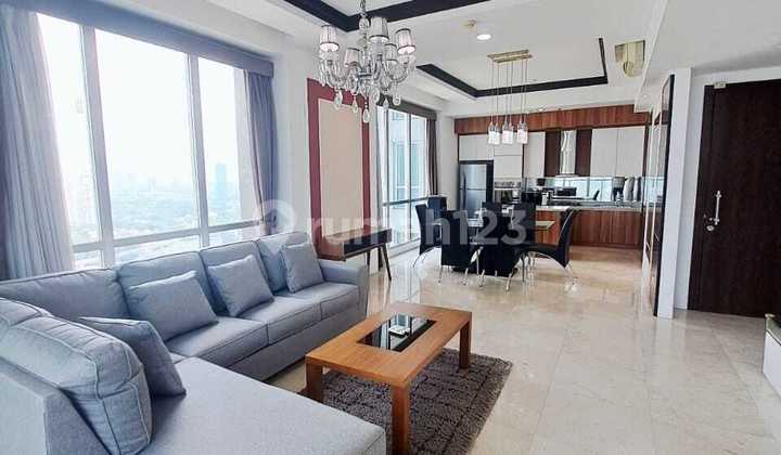 For Rent. Kemang Village Tower Tiffany 3BR with balcony. View Sudirman. Best Price. 1