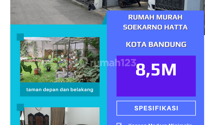 jual murah Rumah strategis 2 lantai Kokoh  dalam Perumahan Sekelimus Soekarno Hatta 1