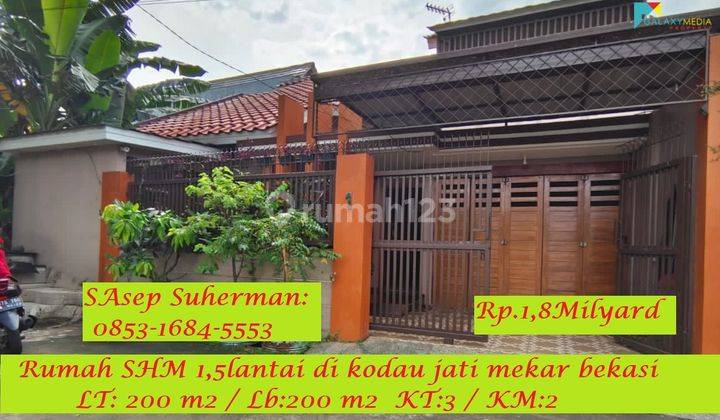 Rumah SHM 1,5lantai di Kodau Jati Mekar Bekasi Selatan Strategis  1