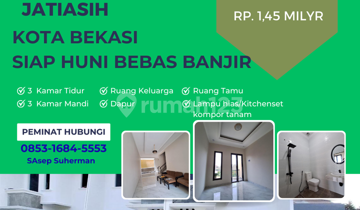 Rumah baru American classic  jatiasih bekasi siap huni nobanjir