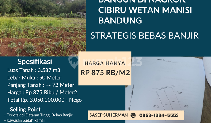 tanah murah siap bangun di nagrok cibiru wetan manisi bandung startegis nobanjir