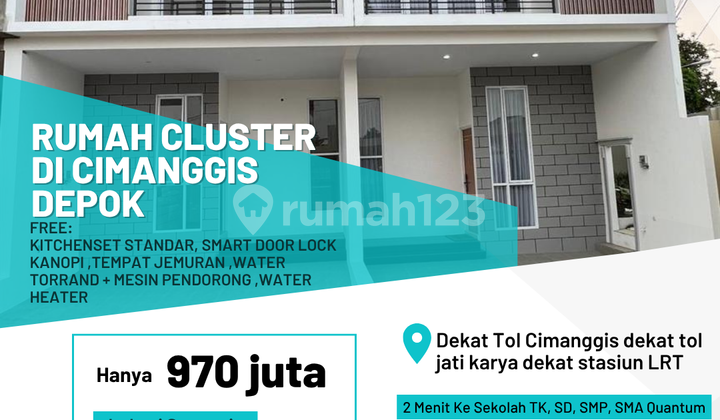 Cluster house in Cimanggis Depok near Cimanggis toll road, flood-free.