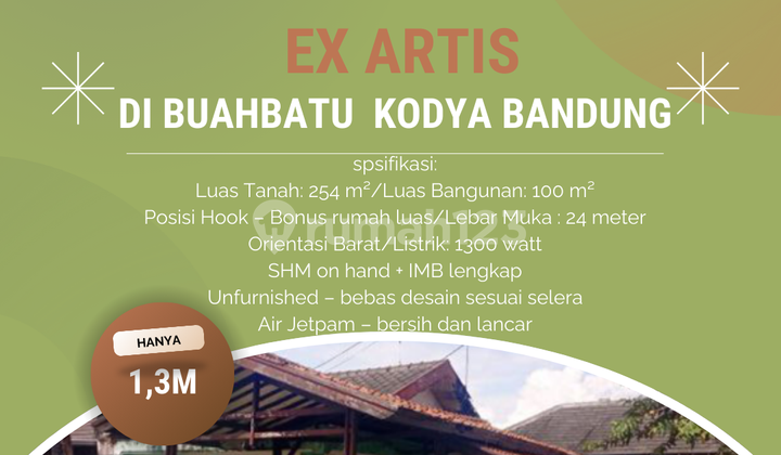 Cheap ex-artist house in Buah Batu, Bandung City, land only.