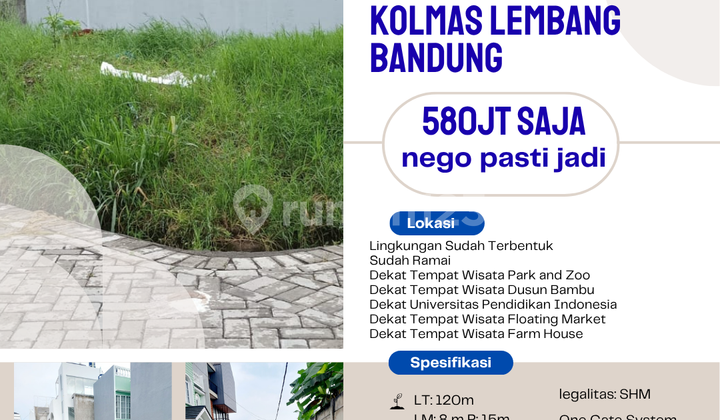 tanah kavling d cluster kolmas lembang bandung strategis nobanjir