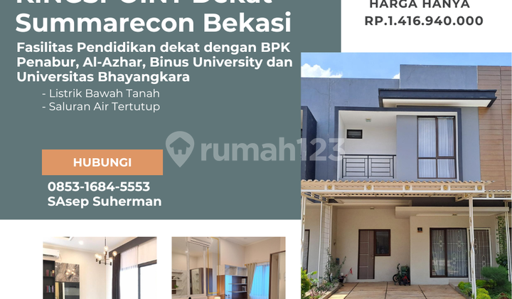 Two-story Kingspoing house near Summarecon, flood-free, ready to occupy.