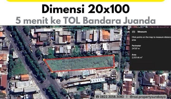 TANAH MERR Rungkut Gn Anyar 2000m2 Jl.Ir.Soekarno Dekat TOL Pondok Candra 1