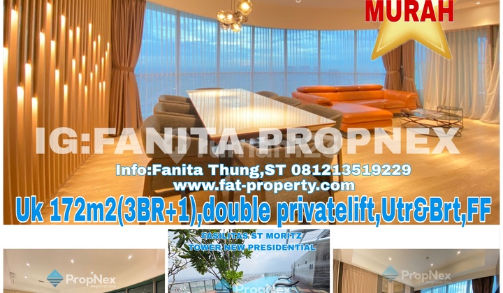 JUNIOR PENTHOUSE! VIEW KEREN 180deg! Woww keren bgt unit view 180 derajat! Dijual Apartment ST MORITZ Tower terbaru dan terbaik,New Presidential Tower.