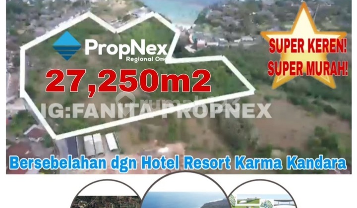 For sale: a super cool resort-view land in Ungasan, South Kuta District, Badung Regency, Bali. Neighboring the 5-star Karma Kandara resort hotel.