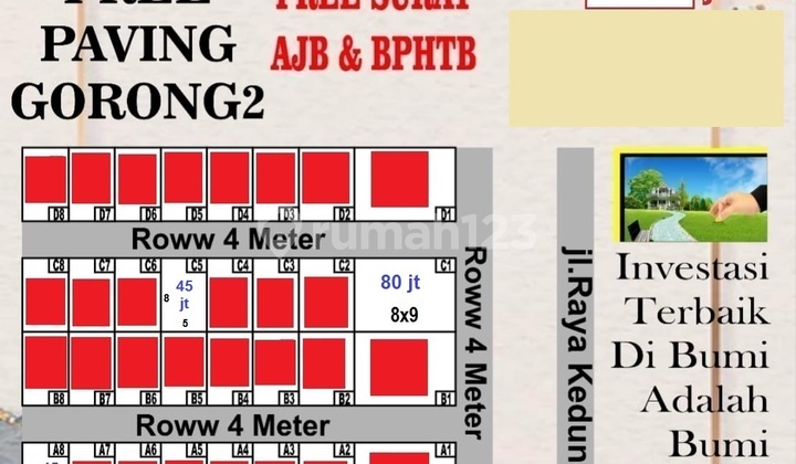 Tanah Murah Kedungrejo Pakis Malang Dijual cepat B.U Poll 45 jt