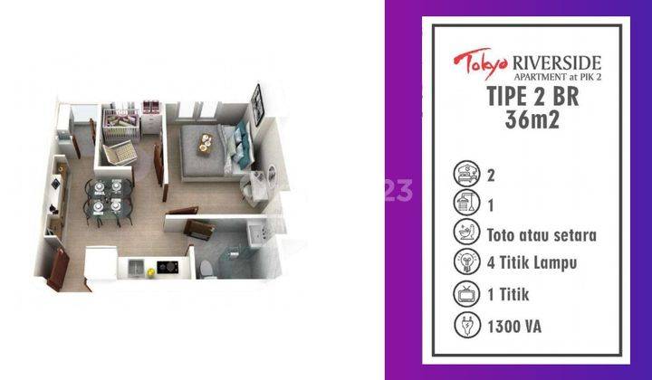 Jual Rugi Apartemen Tokyo 2 BR 36m Pik 2 Termurah Cuma 410 Juta 2