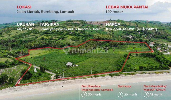 Tanah SHM 60.773 m² Pantai Blumbang Lombok 1