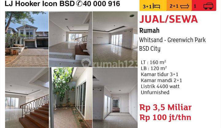 Dijual rumah whitsand greenwich bsd city 1