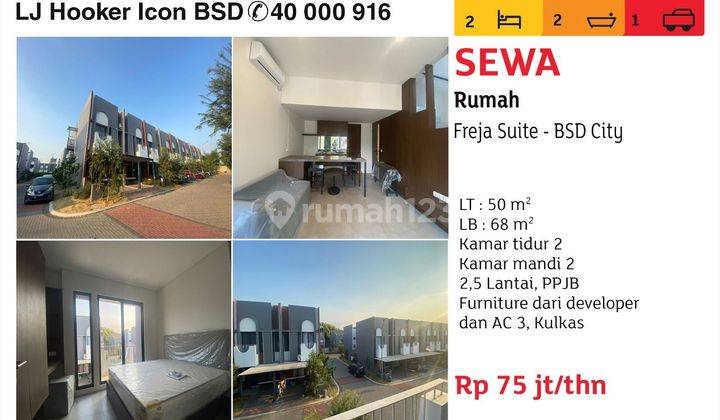 Disewakan rumah hoek di freja suite bsd city 1