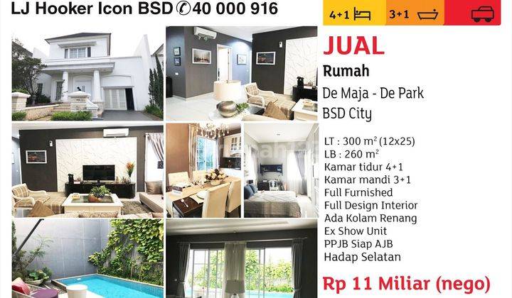 dijual rumah dengan kolam renang di de park bsd city 1