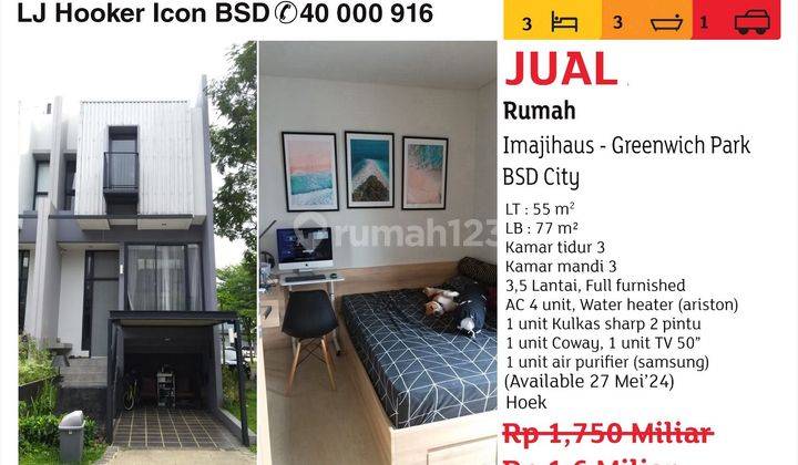 jual rumah hoek imajihaus bsd 1