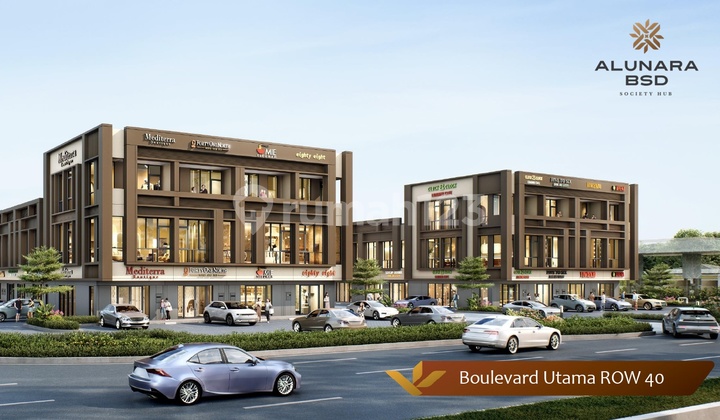 RUKO HADAP JALAN TANPA DP ALUNARA SOCIETY HUB BSD CITY