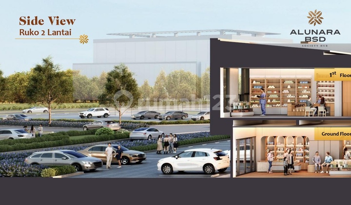 RUKO HADAP JALAN TANPA DP ALUNARA SOCIETY HUB BSD CITY