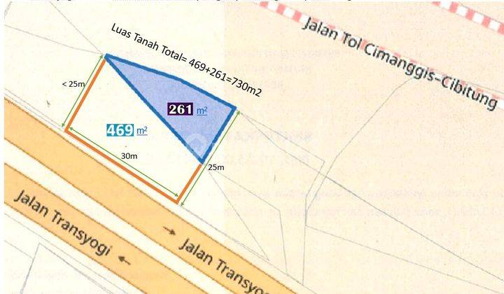 Tanah Komersial Shm 730m2 Di Jalan Raya Alternatif Cibubur 2