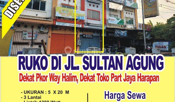 Ruko 3 lantai di pinggir jalan sultan agung  way halim siap pakai 1