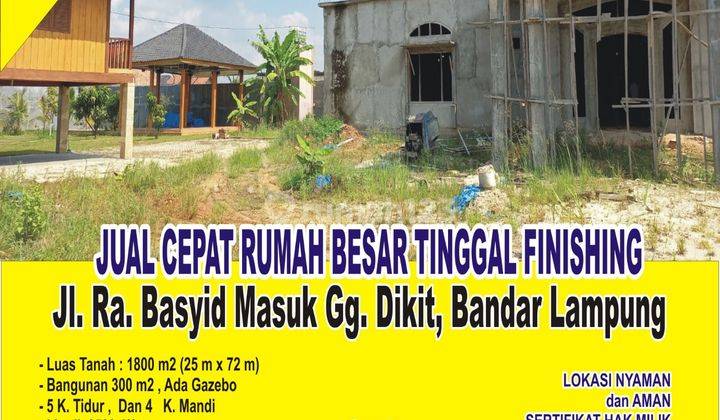 Rumah Besar Tinggal Finishing Dan Tanah Luas di Ra Basyid 1