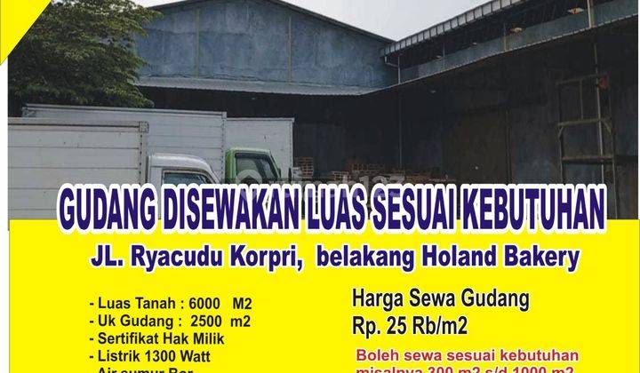 Gudang di Daerah Korpri Bisa Disewa Sesuai Kebutuhan Luas 1