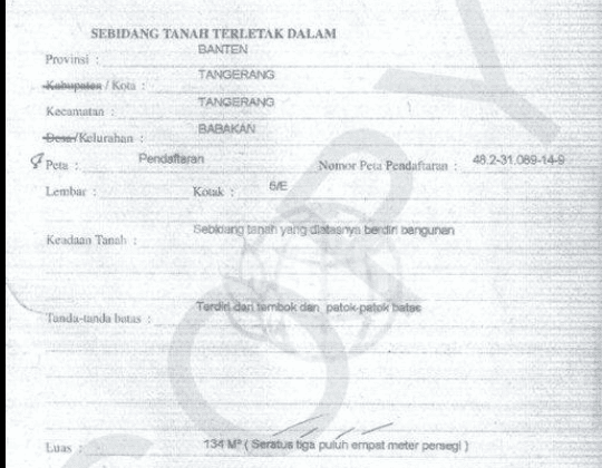 Dijual Tanah Komersial Strategis SHM di Cikokol Tangerang Kota 2