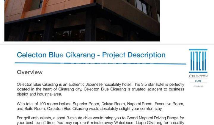 HOTEL BINTANG 4, KOMPLEK CBCENTRE, CIKARANG, BEKASI 1