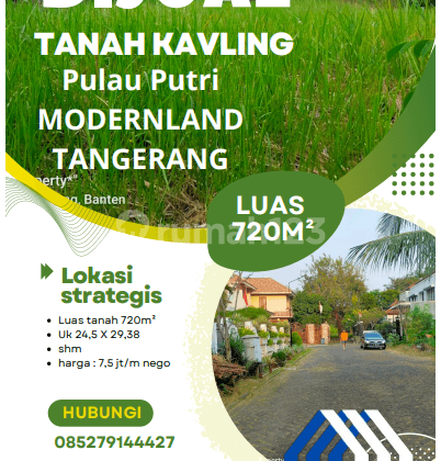 Dijual Kavling Siap Bangun di Pulau Putri Modernland Tangerang 1