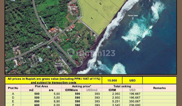 Dijual Tanah Kavling Premium Beach Front Dan View Laut di Pantai Saba, Gianyar. 2