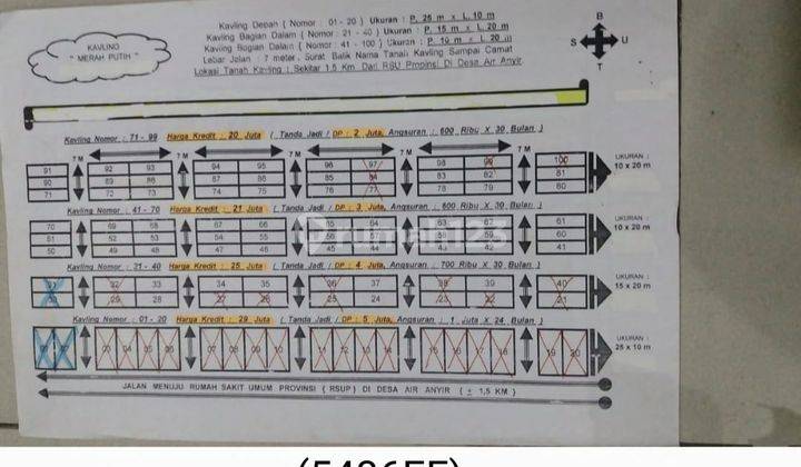 5486ef Tanah di Riding Panjang, Merawang, Bangka 250 m² 2