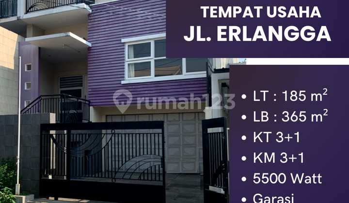 DISEWAKAN RUMAH / TEMPAT USAHA JL. ERLANGGA  1