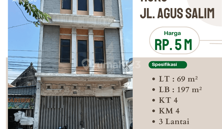 Dijual Ruko 3 Lantai Jl. Agus Salim  1