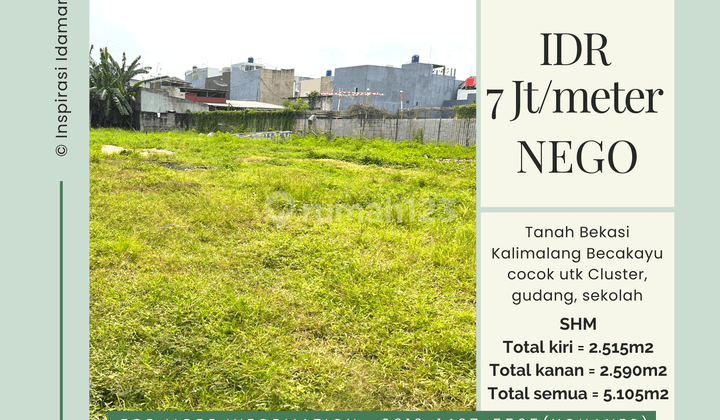 Tanah Bekasi Kalimalang Becakayu cocok utk Cluster gudang sekolah 1