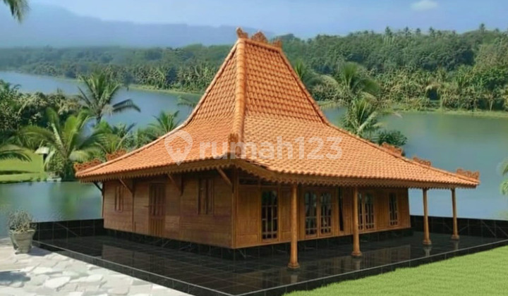 Javanese Joglo House, Complete Antique Original with Tumpangsari Carved Wall and Veranda 1