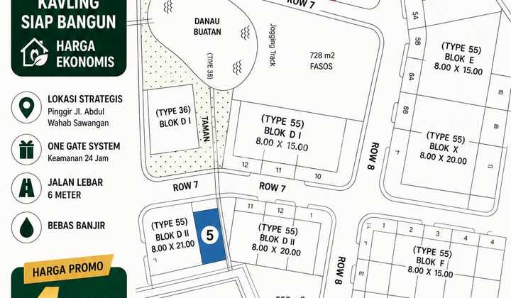 Tanah Kavling Siap Bangun Dlm Perumahan Harga Dibawah NJOP