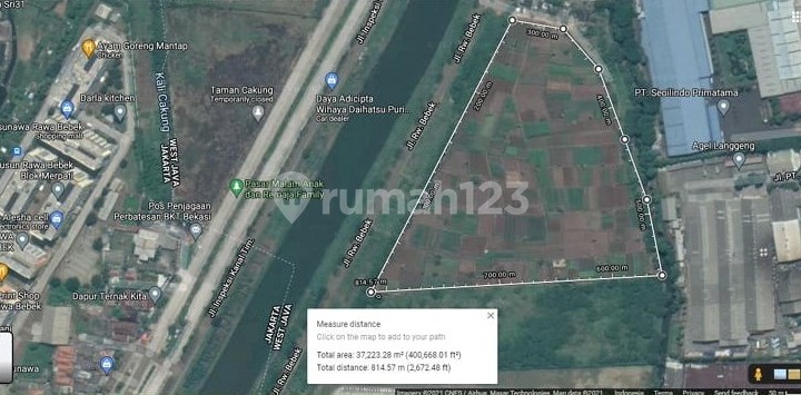Dijual Tanah 40.000 m² di Rawa Bebek, Bekasi, Dekat Perumahan Kota Harapan Indah Bekasi