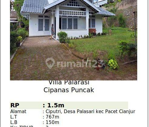 villa palarasi di ciputri desa palarasi dijual luas 767m cianjur 1