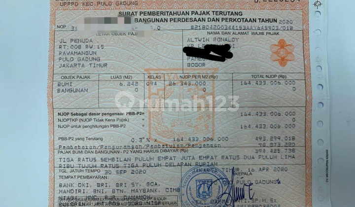 Kavling Jalan Raya Pemuda 50% Dibawah Njop