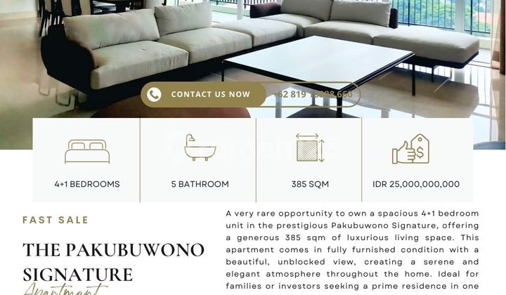 FAST SALE: Pakubuwono Signatures, Best deal guaranteed, fully furnished, also avail other units for sale. Please contact Clara-Abie property